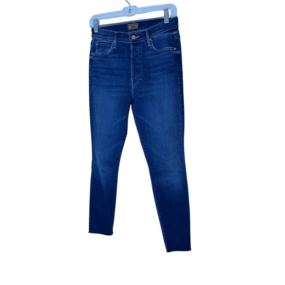 Mother‎ Jeans Womens 28 Blue High Rise Skinny Ankle Raw Hem Stretch Denim USA